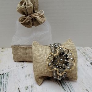 3-Row Beaded Elastic Flower Bracelet